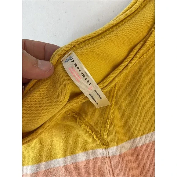 Free‎ People Movement FP Sweatshirt Women S Striped Cropped Raw Hem Boxy Casual - Picture 3 of 7